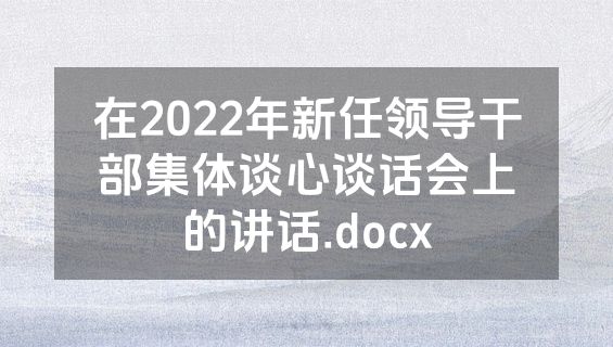 在2022年新任领导干部集体谈心谈话会上的讲话.docx