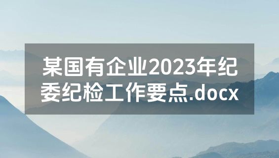 某国有企业2023年纪委纪检工作要点.docx