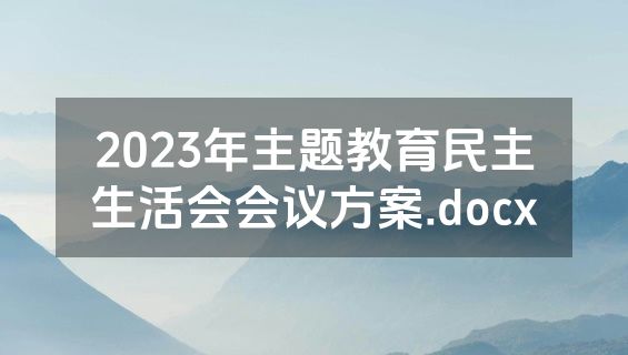 2023年主题教育民主生活会会议方案.docx