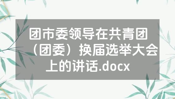 团市委领导在共青团（团委）换届选举大会上的讲话.docx