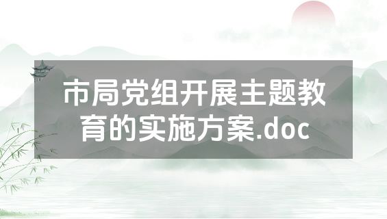 市局党组开展主题教育的实施方案.doc