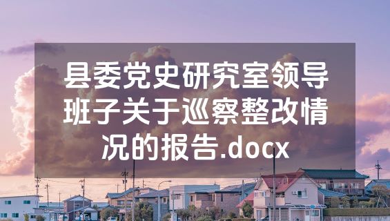 县委党史研究室领导班子关于巡察整改情况的报告.docx