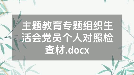 主题教育专题组织生活会党员个人对照检查材.docx