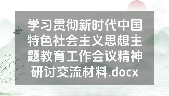 学习贯彻新时代中国特色社会主义思想主题教育工作会议精神研讨交流材料.docx
