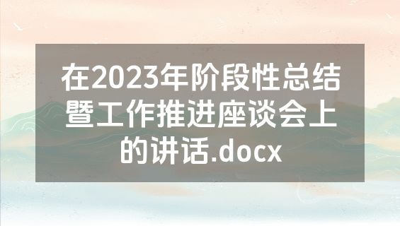 在2023年阶段性总结暨工作推进座谈会上的讲话.docx