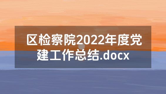 区检察院2022年度党建工作总结.docx