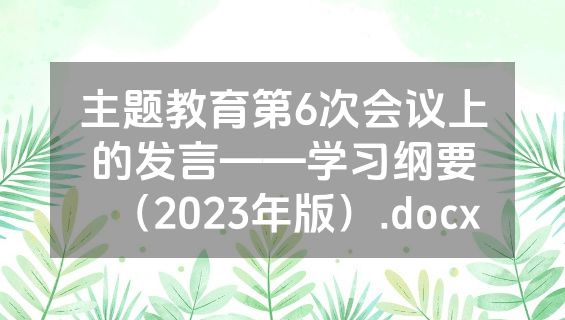主题教育第6次会议上的发言——学习纲要（2023年版）.docx