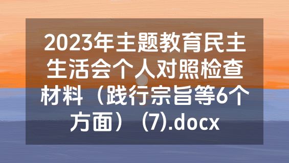 2023年主题教育民主生活会个人对照检查材料（践行宗旨等6个方面） (7).docx