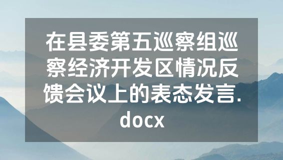 在县委第五巡察组巡察经济开发区情况反馈会议上的表态发言.docx