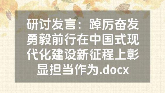 研讨发言：踔厉奋发勇毅前行在中国式现代化建设新征程上彰显担当作为.docx