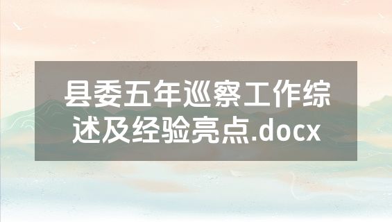 县委五年巡察工作综述及经验亮点.docx
