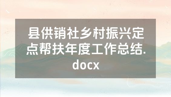 县供销社乡村振兴定点帮扶年度工作总结.docx