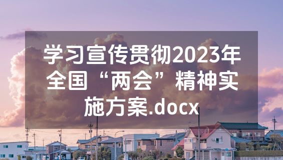 学习宣传贯彻2023年全国“两会”精神实施方案.docx