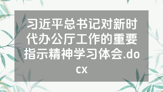 习近平总书记对新时代办公厅工作的重要指示精神学习体会.docx