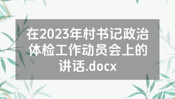在2023年村书记政治体检工作动员会上的讲话.docx