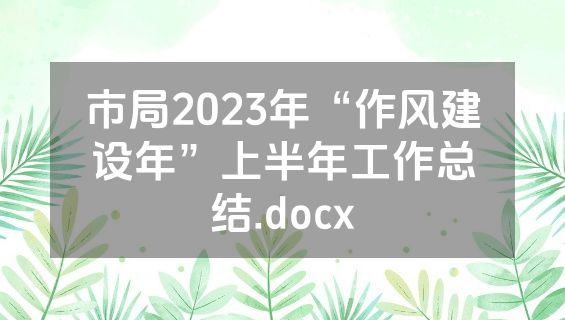 市局2023年“作风建设年”上半年工作总结.docx