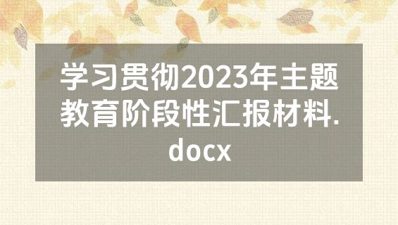 学习贯彻2023年主题教育阶段性汇报材料.docx