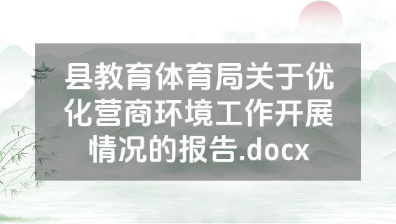 县教育体育局关于优化营商环境工作开展情况的报告.docx