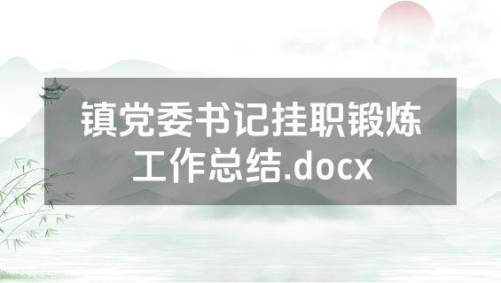镇党委书记挂职锻炼工作总结.docx