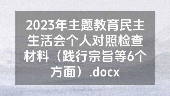 2023年主题教育民主生活会个人对照检查材料（践行宗旨等6个方面）.docx