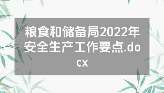 粮食和储备局2022年安全生产工作要点.docx