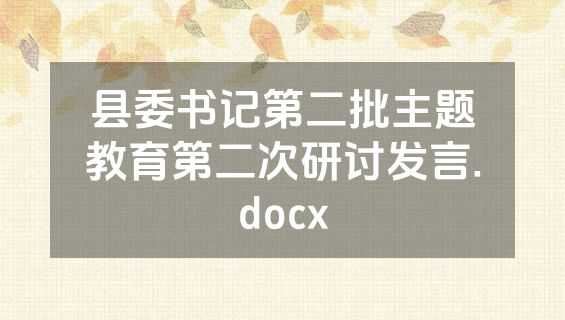 县委书记第二批主题教育第二次研讨发言.docx