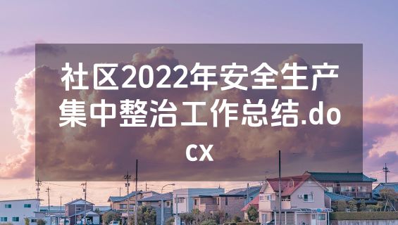 社区2022年安全生产集中整治工作总结.docx