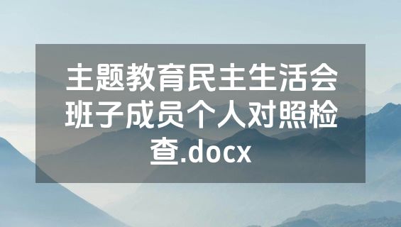 主题教育民主生活会班子成员个人对照检查.docx