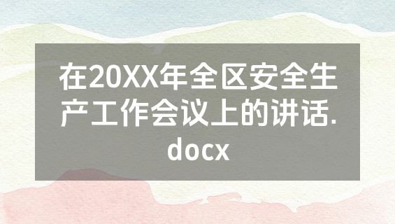 在20XX年全区安全生产工作会议上的讲话.docx