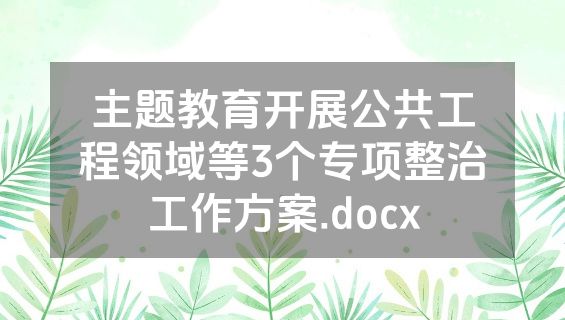 主题教育开展公共工程领域等3个专项整治工作方案.docx