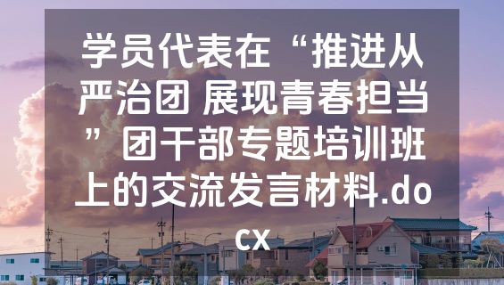 学员代表在“推进从严治团 展现青春担当”团干部专题培训班上的交流发言材料.docx