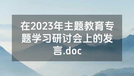 在2023年主题教育专题学习研讨会上的发言.doc