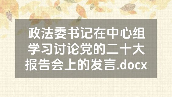 政法委书记在中心组学习讨论党的二十大报告会上的发言.docx