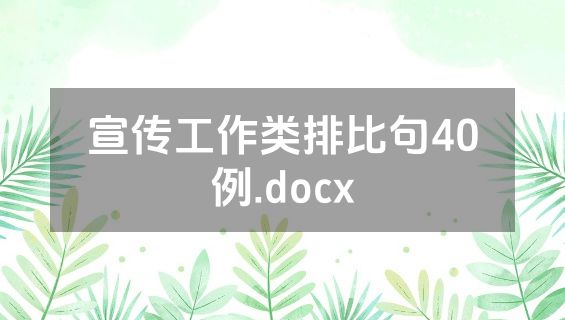 宣传工作类排比句40例.docx