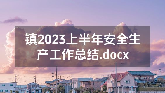 镇2023上半年安全生产工作总结.docx
