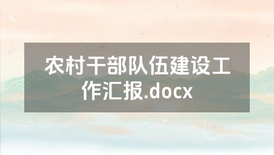 农村干部队伍建设工作汇报.docx