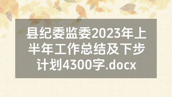 县纪委监委2023年上半年工作总结及下步计划4300字.docx