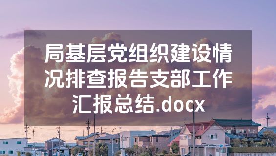 局基层党组织建设情况排查报告支部工作汇报总结.docx