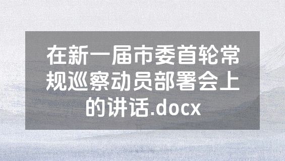 在新一届市委首轮常规巡察动员部署会上的讲话.docx