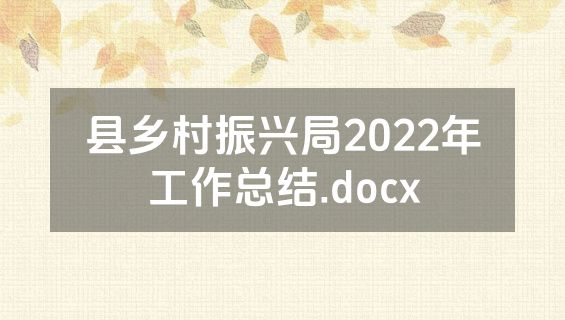 县乡村振兴局2022年工作总结.docx