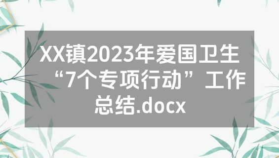 XX镇2023年爱国卫生“7个专项行动”工作总结.docx