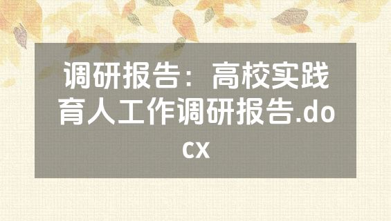 调研报告：高校实践育人工作调研报告.docx