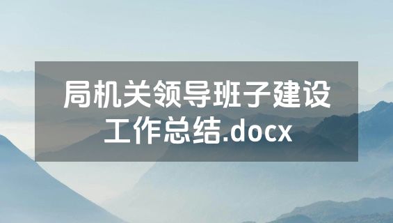 局机关领导班子建设工作总结.docx