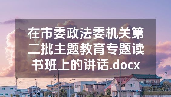 在市委政法委机关第二批主题教育专题读书班上的讲话.docx