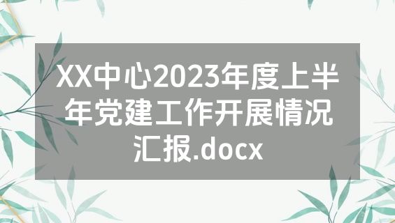 XX中心2023年度上半年党建工作开展情况汇报.docx