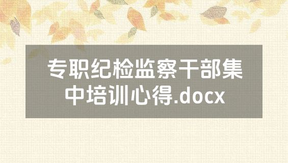 专职纪检监察干部集中培训心得.docx