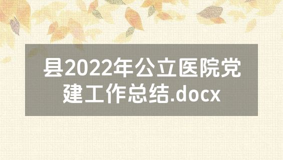 县2022年公立医院党建工作总结.docx