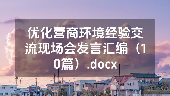 优化营商环境经验交流现场会发言汇编（10篇）.docx