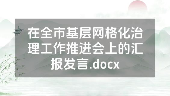 在全市基层网格化治理工作推进会上的汇报发言.docx