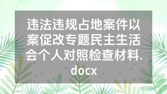 违法违规占地案件以案促改专题民主生活会个人对照检查材料.docx